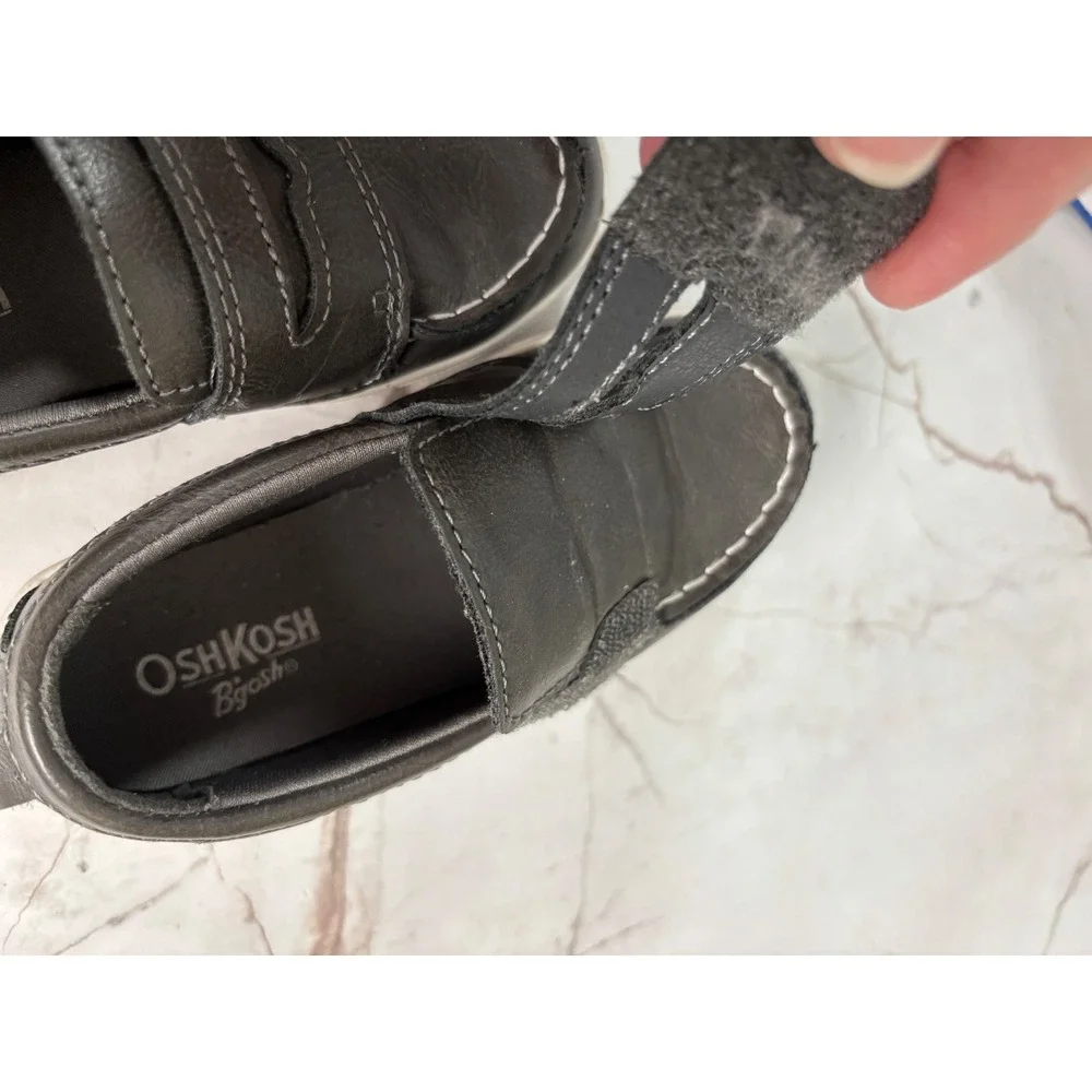 OshKosh Bgosh Toddler Boys Loafers Grey Moc Toe Slip On Shoes 9M SAIL/OS24C01H